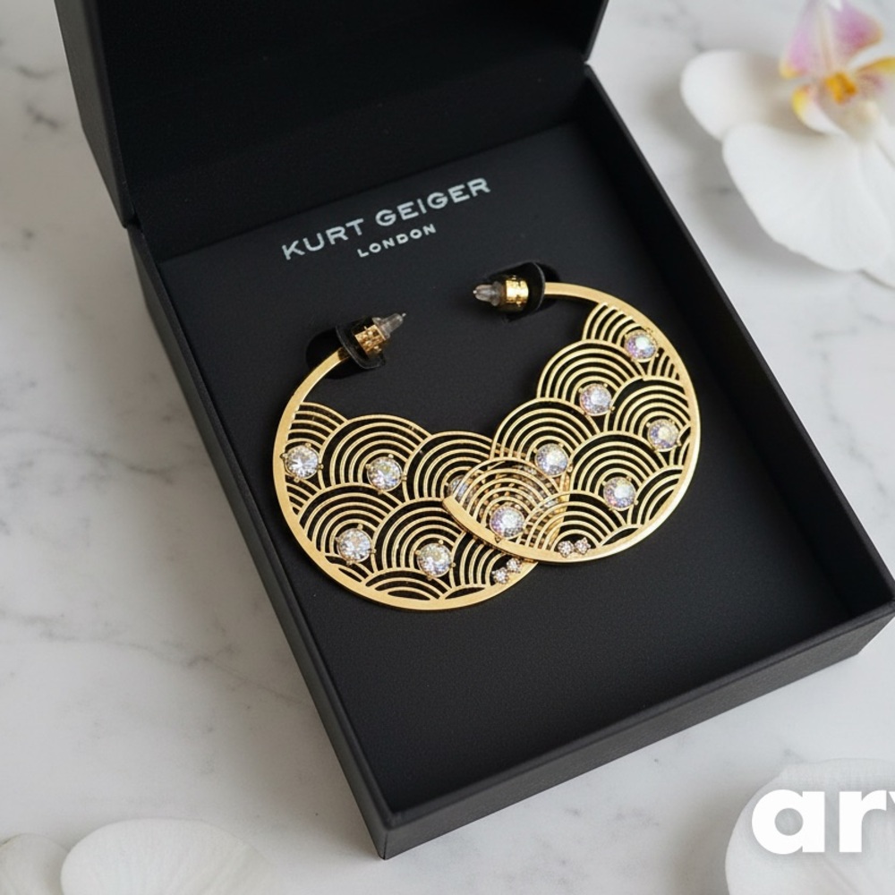 Kurt Geiger ( London ) 
Gold Earrings with Silver Details - Picture 3 of 4